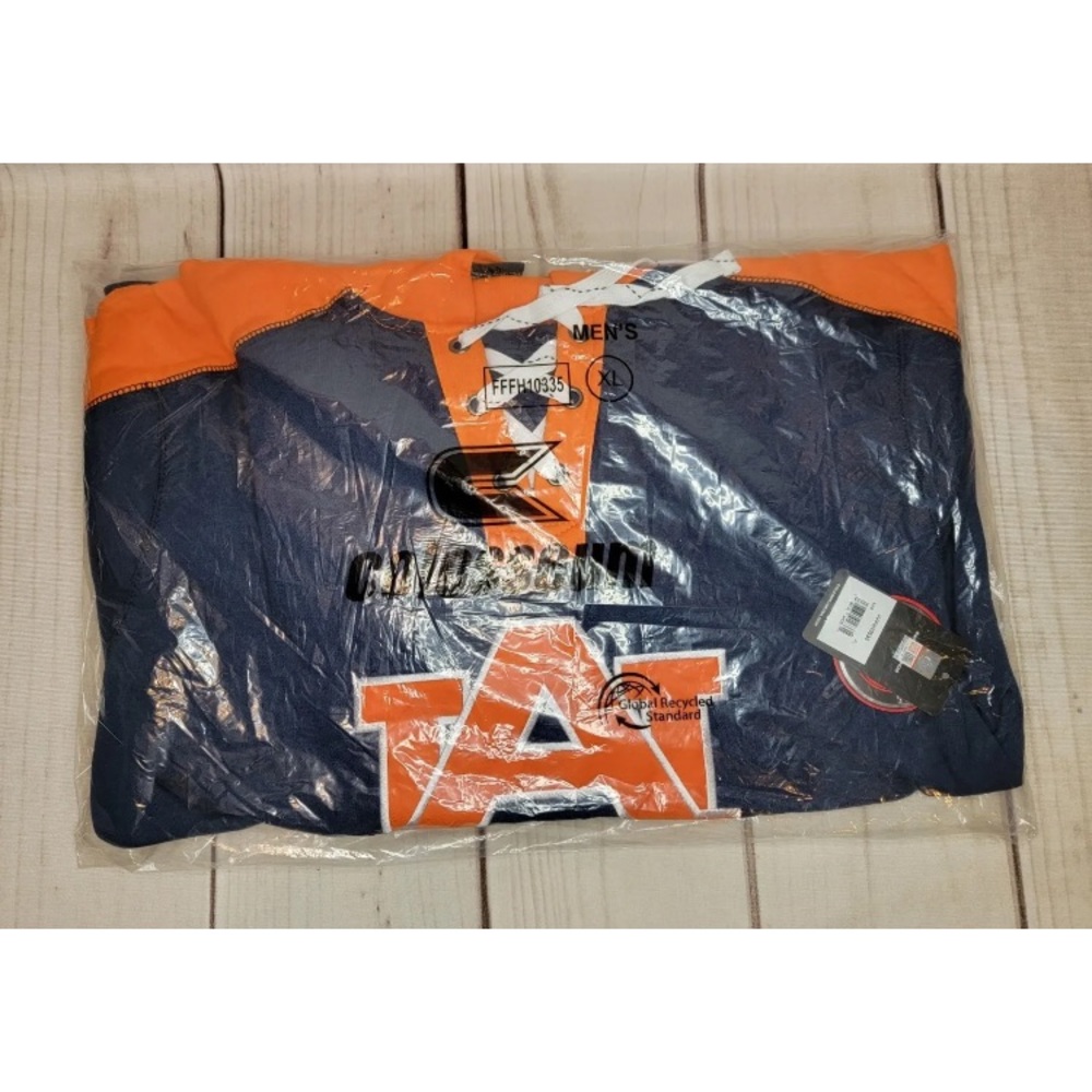 Auburn Tigers Colosseum Lace-Up 4.0 Men's Pullover Hoodie - Orange/ Navy Size XL - Picture 2 of 5